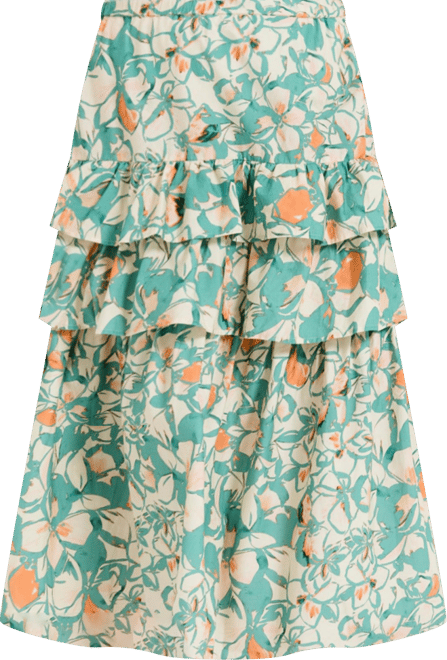 June + Vie Women's June + Vie Poplin Tiered Midi Skirt