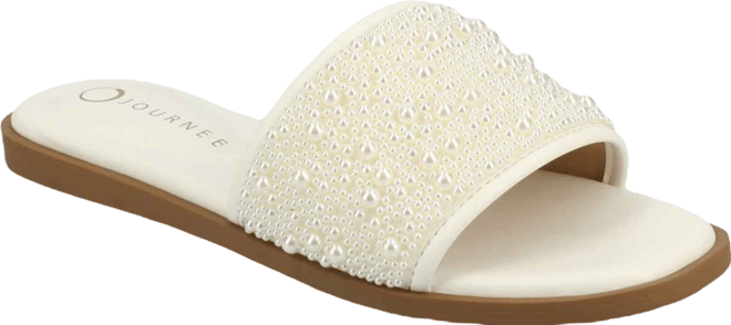 Women's Precly Faux Pearl Single Band Flat Sandals