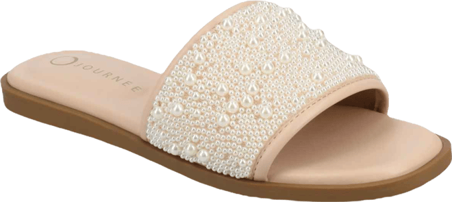 Women's Precly Faux Pearl Single Band Flat Sandals