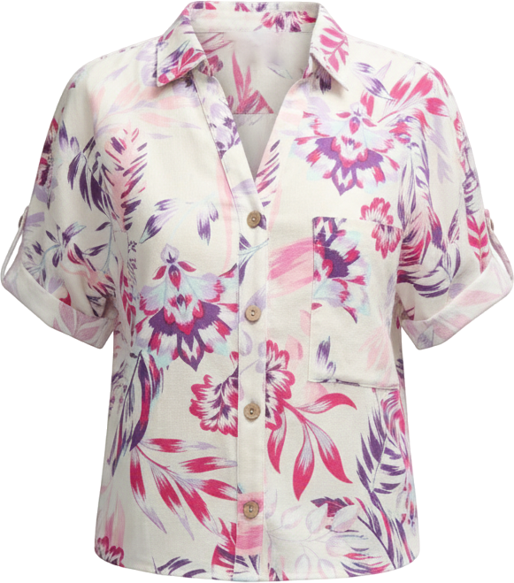 Women s Button Front Cropped Shirt