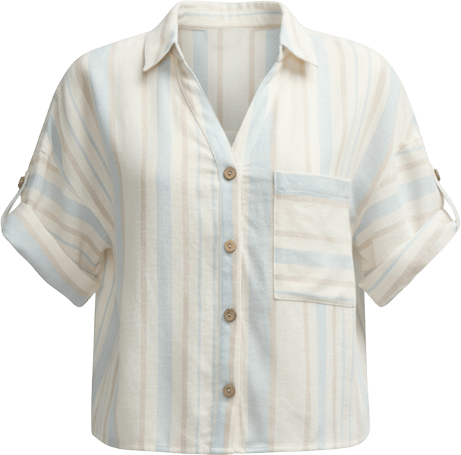 Women s Button Front Cropped Shirt