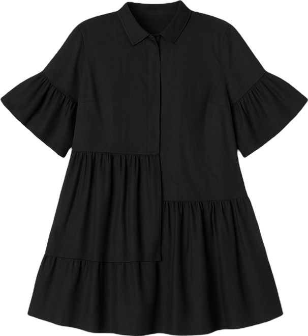 Plus Size Linen Flutter Mini Dress