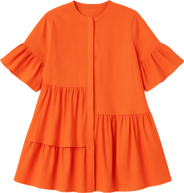 Plus Size Linen Flutter Mini Dress