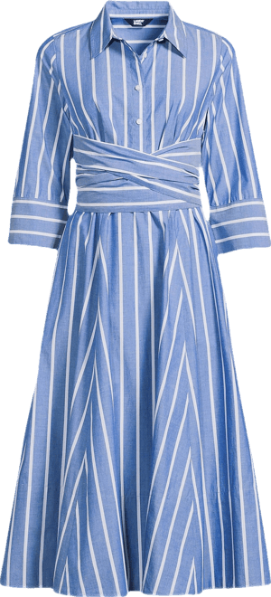 Women's Poplin Midi Wrap Front Dress