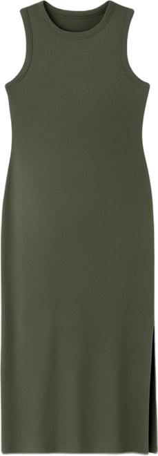 Maternity Crew Neck Rib Knit Sleeveless Midi Dress