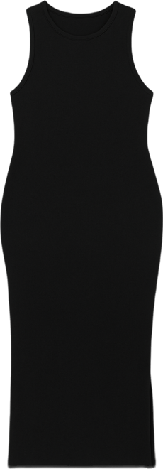 Maternity Crew Neck Rib Knit Sleeveless Midi Dress