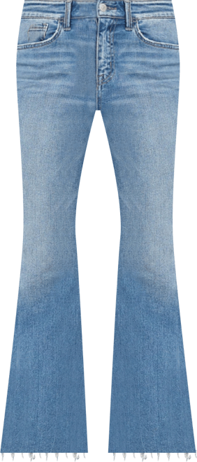 Women's High Rise Raw Hem Crop Flare Jeans