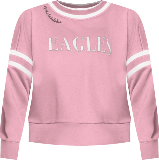 Women's Pink Philadelphia Eagles Power Play Cropped Pullover Sweatshirt