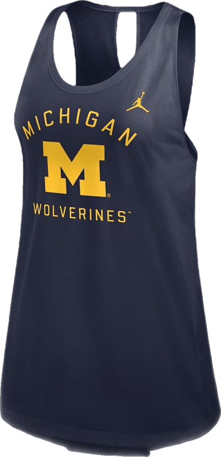 Women's Navy Michigan Wolverines Primetime Open Back Tank Top