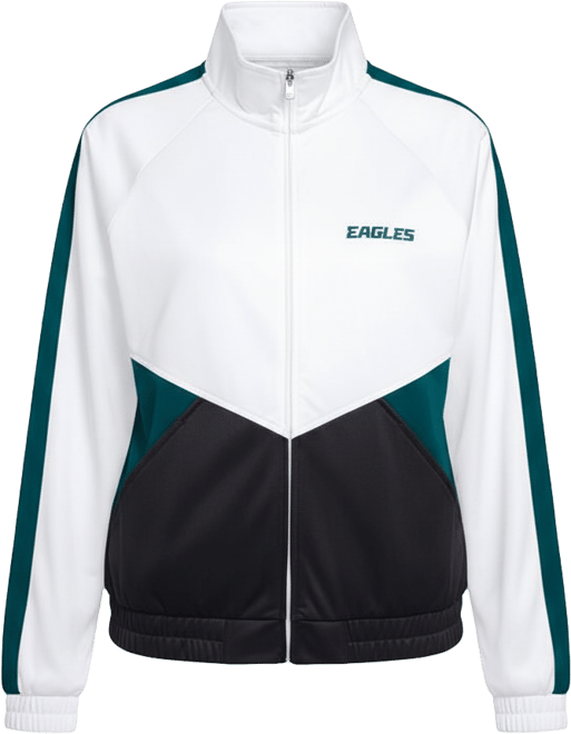 Women's White/Midnight Green Philadelphia Eagles Rally Rhinestone Full-Zip Track Jacket