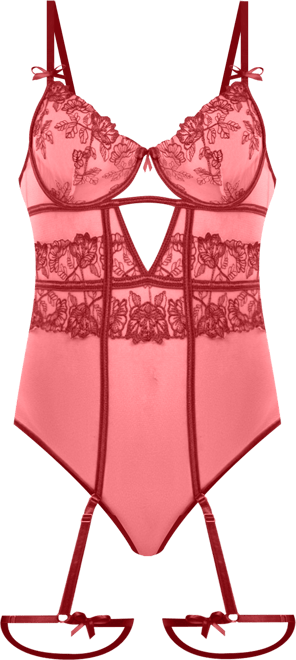 Women's Embroidery Underwire Bodysuit Lingerie