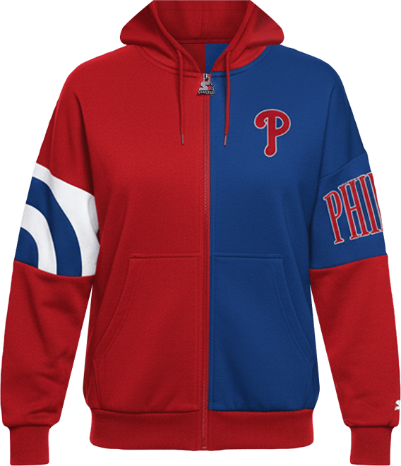 Women's Red/Royal Philadelphia Phillies Curve Ball Full Zip Hoodie Sweatshirt