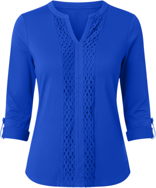 Women's Lace Trim Henley Top