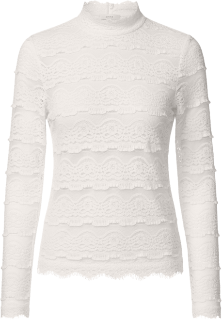 Women's Ruffle Lace Stretch Mock Neck Top