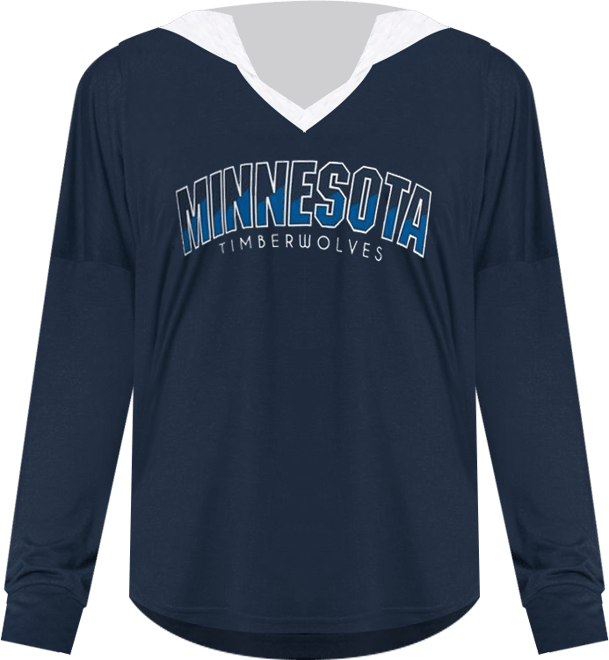Women's Navy Minnesota Timberwolves Bench Player Oversized Long Sleeve Hooded Top