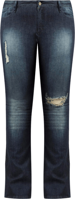 Plus Size Tall Curvy-Fit Denim Distressed Flare Jeans
