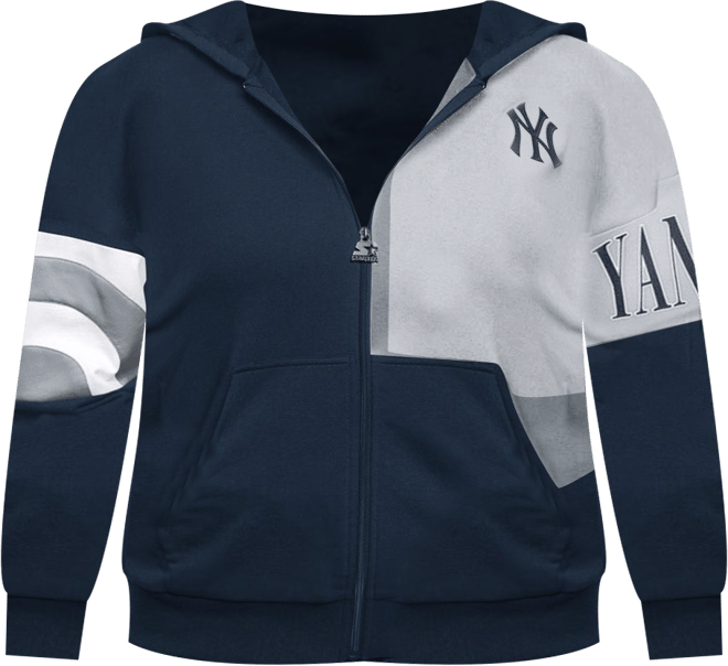 Women's Navy/Gray New York Yankees Curve Ball Full Zip Hoodie Sweatshirt