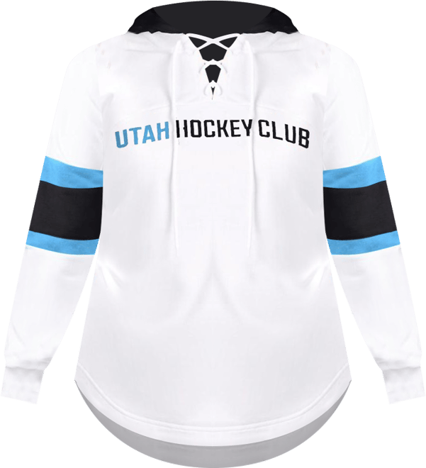 Women's White Utah Hockey Club Goal Zone Long Sleeve Lace-Up Hoodie T-Shirt