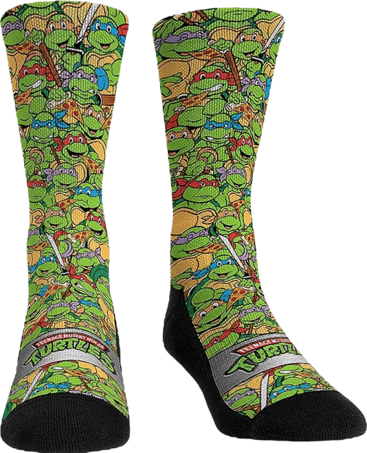 Men's and Women's Teenage Mutant Ninja Turtles Stacked Characters Crew Socks