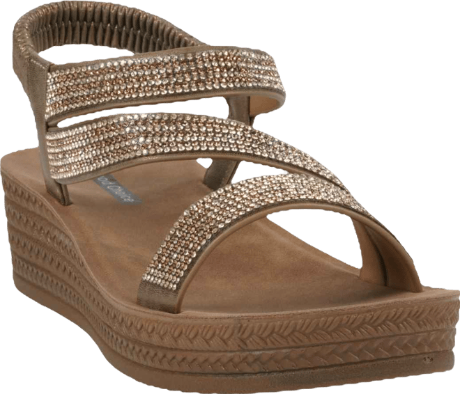 Women's Ruby Embellished Cross Strap Wedge Sandals