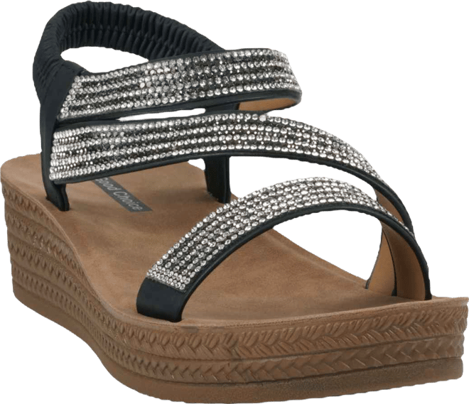 Women's Ruby Embellished Cross Strap Wedge Sandals