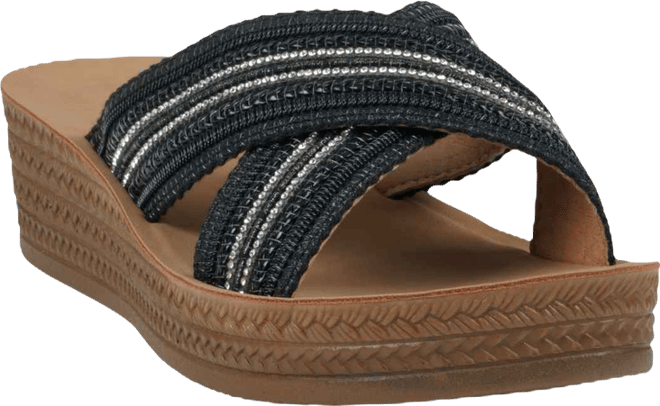 Women's Robyn Embellished Crisscross Strap Wedge Sandals