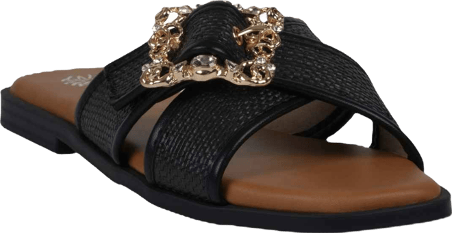 Women's Ivy Embellished Buckle Slide Flat Sandals