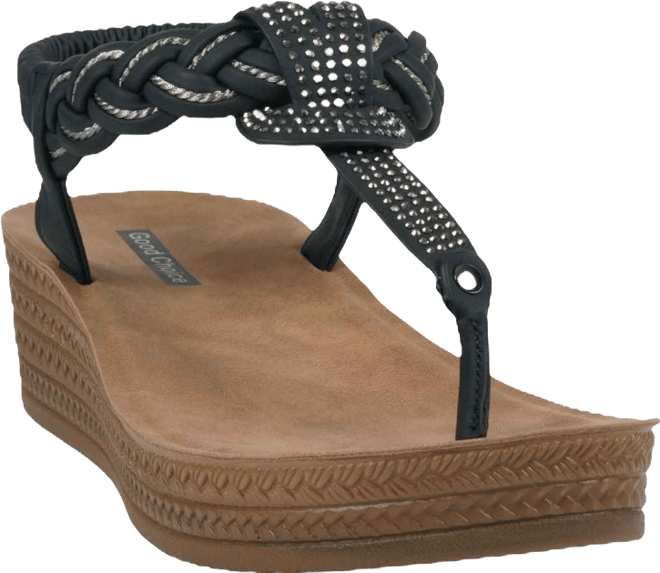 Women's Ivana Embellished T Strap Wedge Sandals