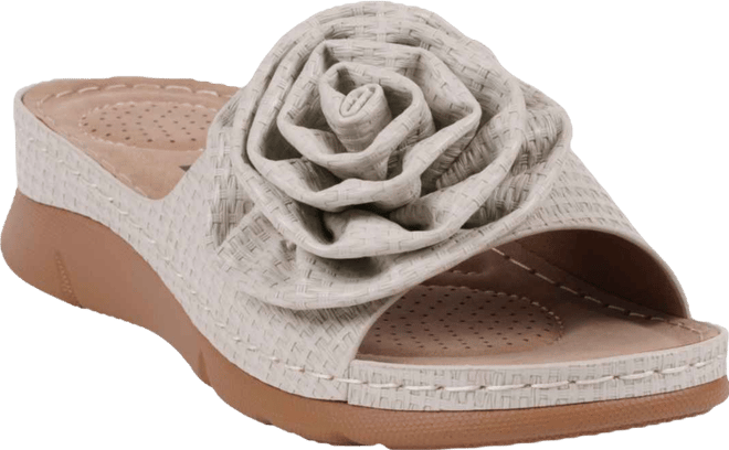 Women's Honey Flower Rosette Flat Sandals