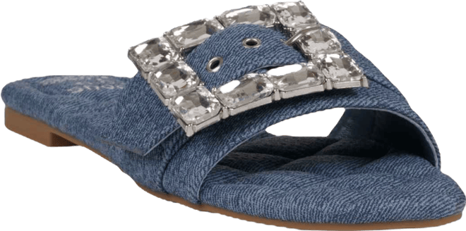 Women's Bianca Rhinestone Buckle Flat Sandals