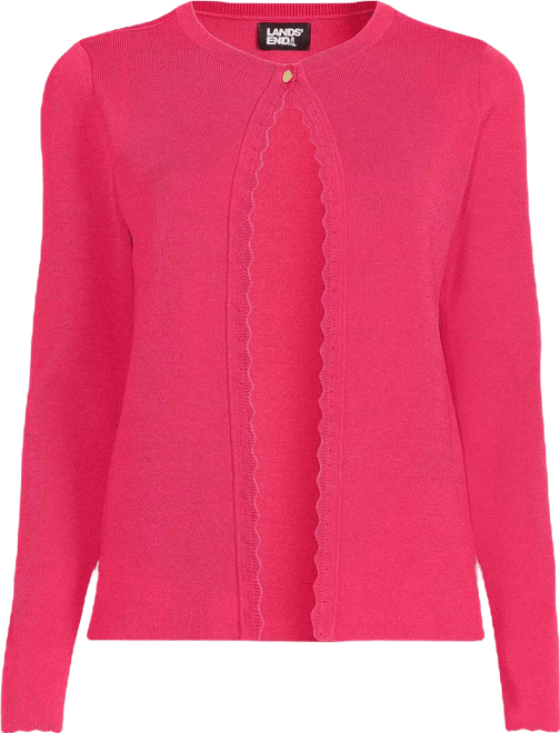 Women's Blend Scallop Edge Fitted Cardigan Sweater