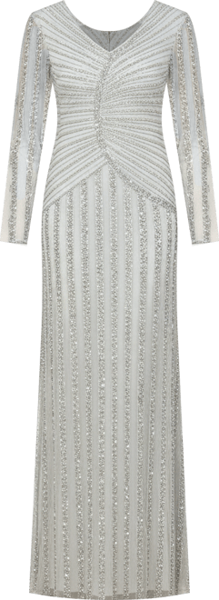 Women's Long Sleeve Beaded Gown
