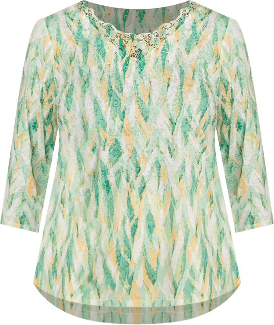 Women's Rise Shine Bright Textured Strokes Embellished Crew Neck Top