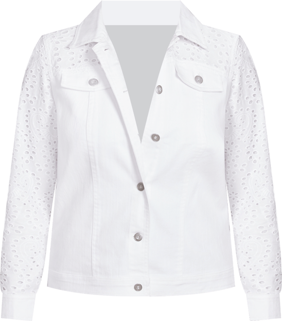 Women's Crystal Springs Eyelet Denim Collared Neck Jacket