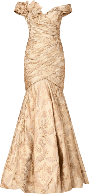 Women's Off Shoulder Brocade Mermaid Gown