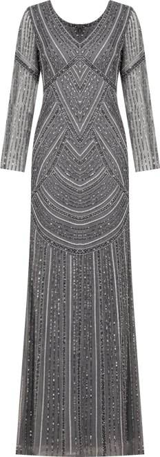Women's Long Sleeve Beaded Gown