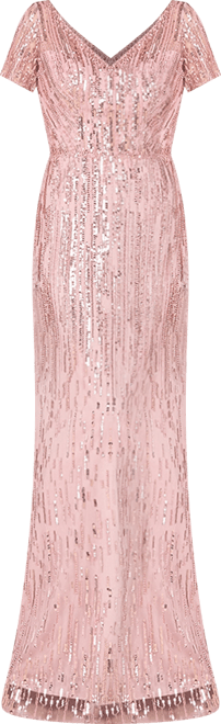 Women's Short Sleeve, Beaded Mermaid Gown