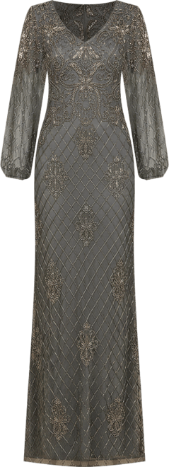 Women's Long Sleeve Beaded Gown