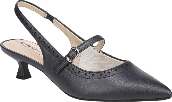 Women's Marilyn Pointed Toe Kitten Heel Slingback Pumps