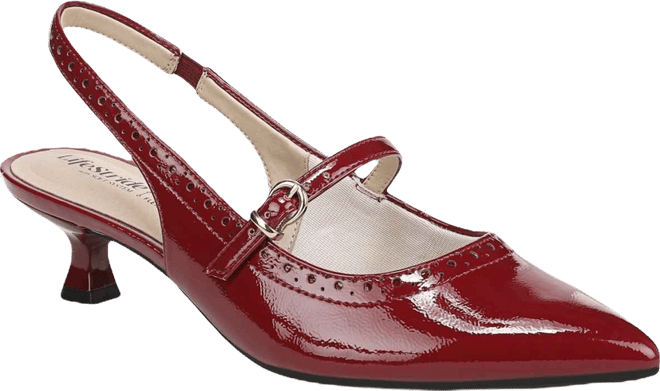 Women's Marilyn Pointed Toe Kitten Heel Slingback Pumps