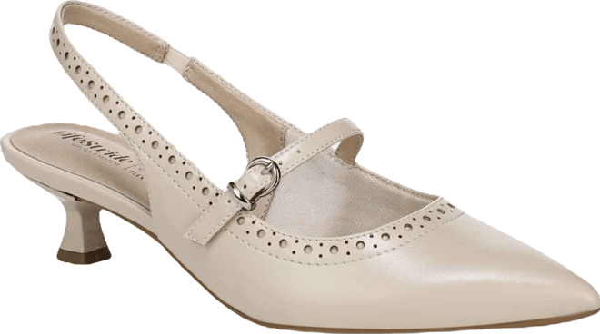 Women's Marilyn Pointed Toe Kitten Heel Slingback Pumps