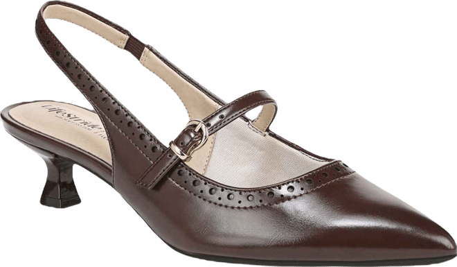 Women's Marilyn Pointed Toe Kitten Heel Slingback Pumps