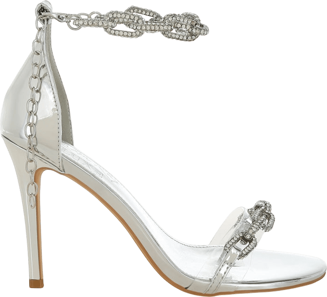 Traben Rhinestones Chain Metallic Stiletto Heels Women