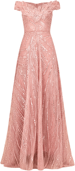 Women's Off Shoulder Beaded Ballgown