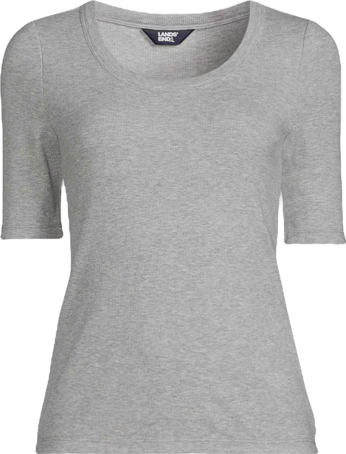 Women's Drapey Rib Fitted Elbow Sleeve Scoop Neck Tee