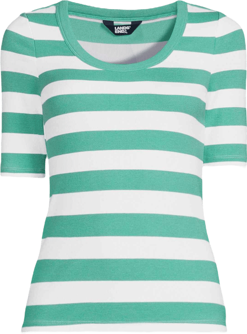 Women's Drapey Rib Fitted Elbow Sleeve Scoop Neck Tee