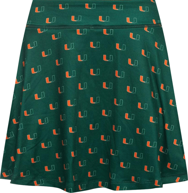 Women's Green Miami Hurricanes All-Over Print Flowy Skort