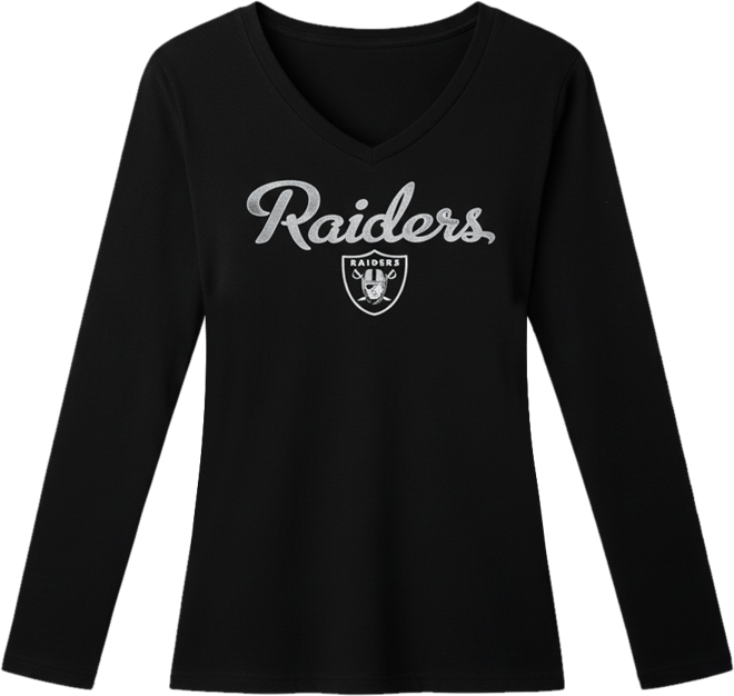 Women's Black Las Vegas Raiders Post Season Long Sleeve V-Neck T-Shirt