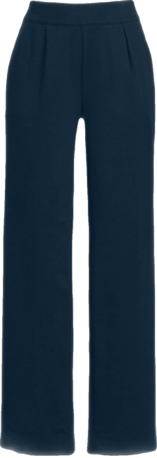 Women's Petite Sport Knit High Rise Pleated Wide Leg Pants