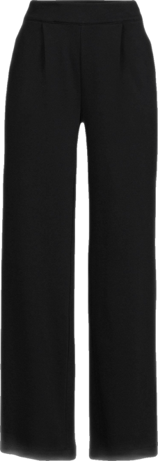 Women's Petite Sport Knit High Rise Pleated Wide Leg Pants